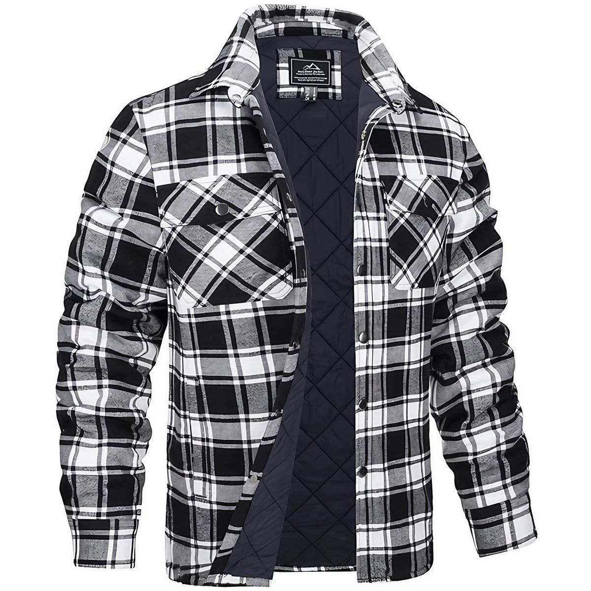 Veste homme à carreaux coupe ajustée, isolation légère, gris