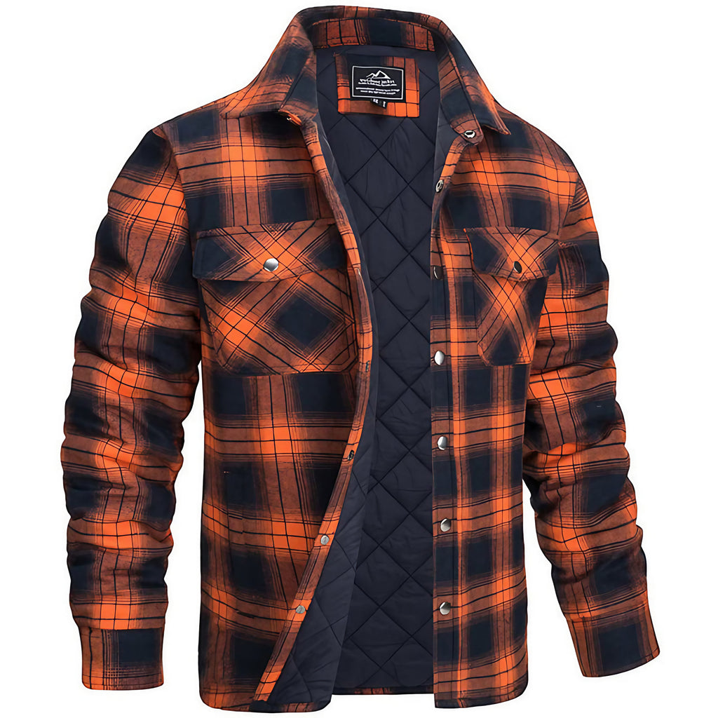 Veste homme à carreaux coupe ajustée, isolation légère, orange