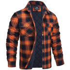 Veste homme à carreaux coupe ajustée, isolation légère, orange