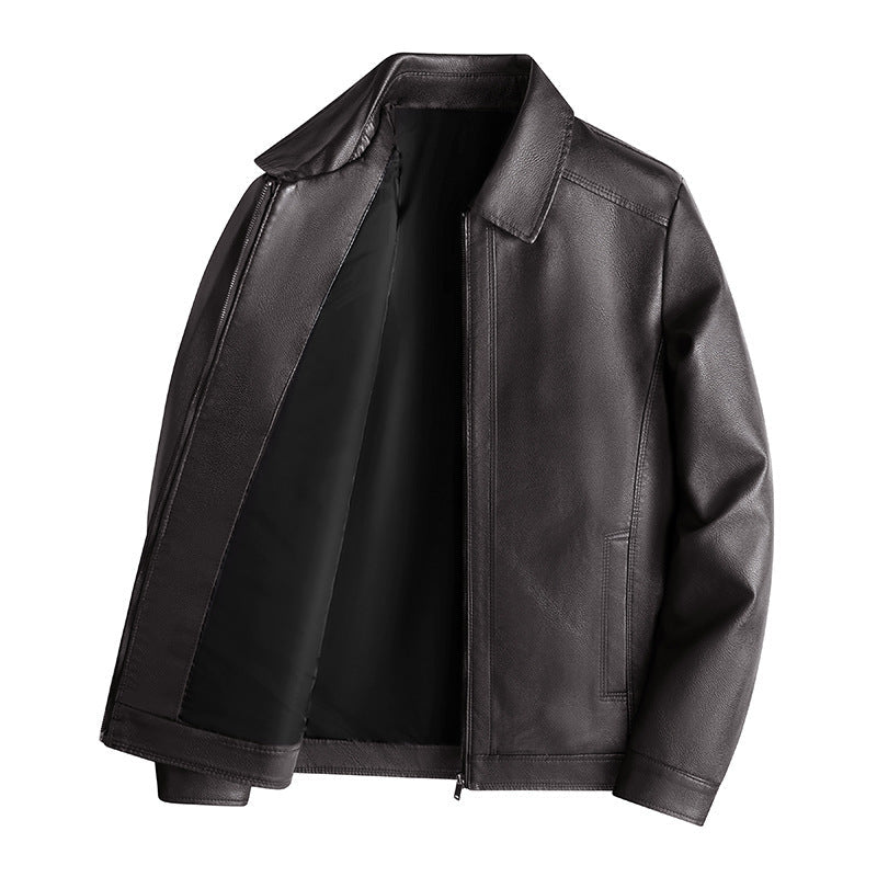Veste homme ajustée à col montant, fermeture zippée, café
