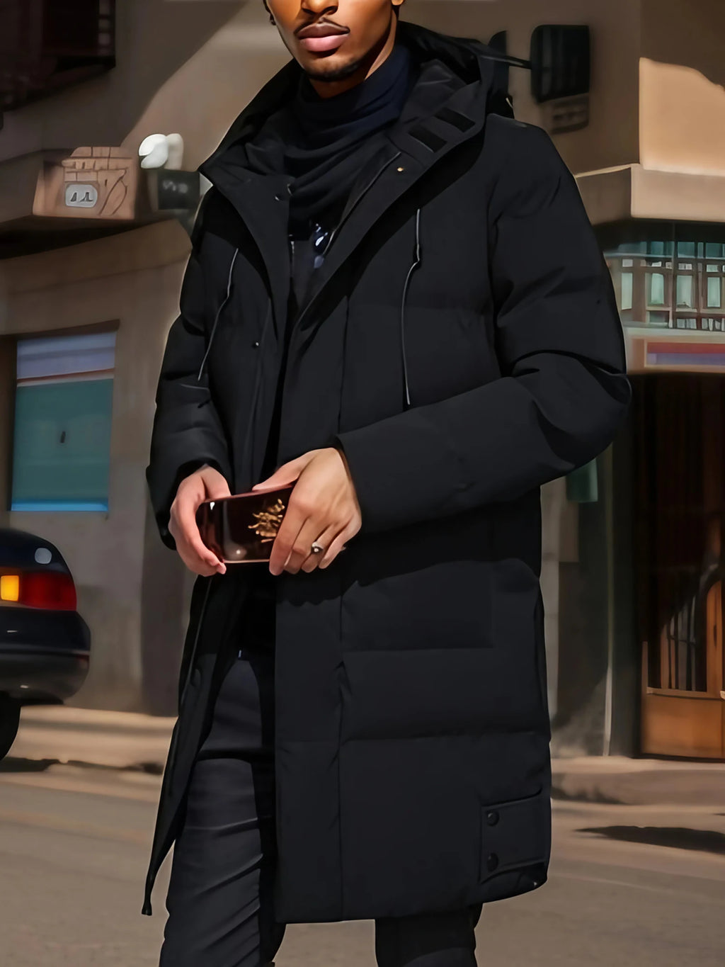 Veste d'hiver homme à capuche, coupe-vent et imperméable, noir