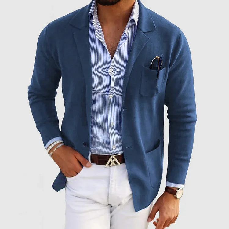 Veste homme classique bleue, coupe ajustée, du S au 3XL