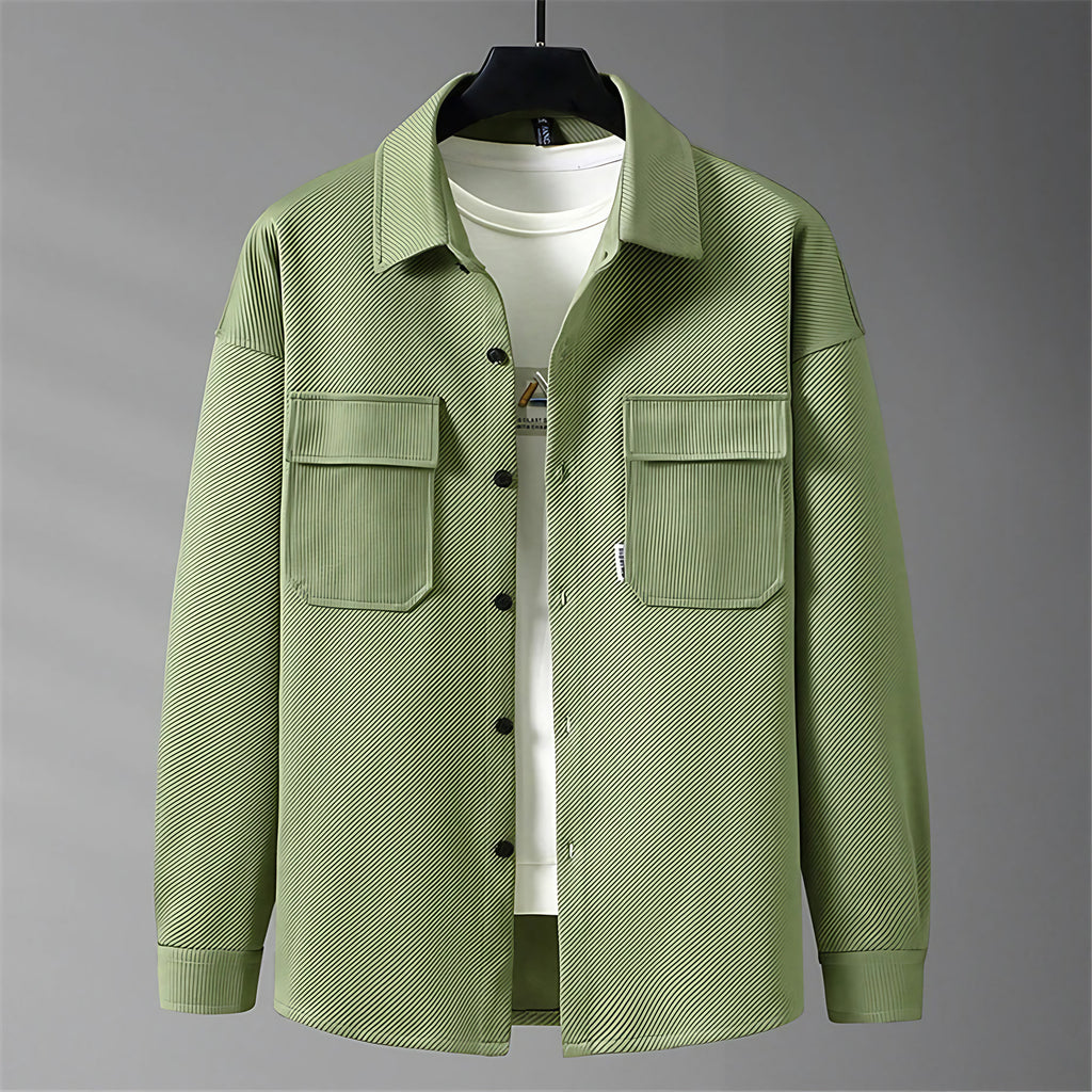Veste homme coupe slim boutonnée, verte ou noire, du S au 3XL, vert