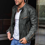 Blouson homme style rétro à poches zippées, du S au 3XL, noir