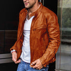 Blouson homme style rétro à poches zippées, du S au 3XL, marron