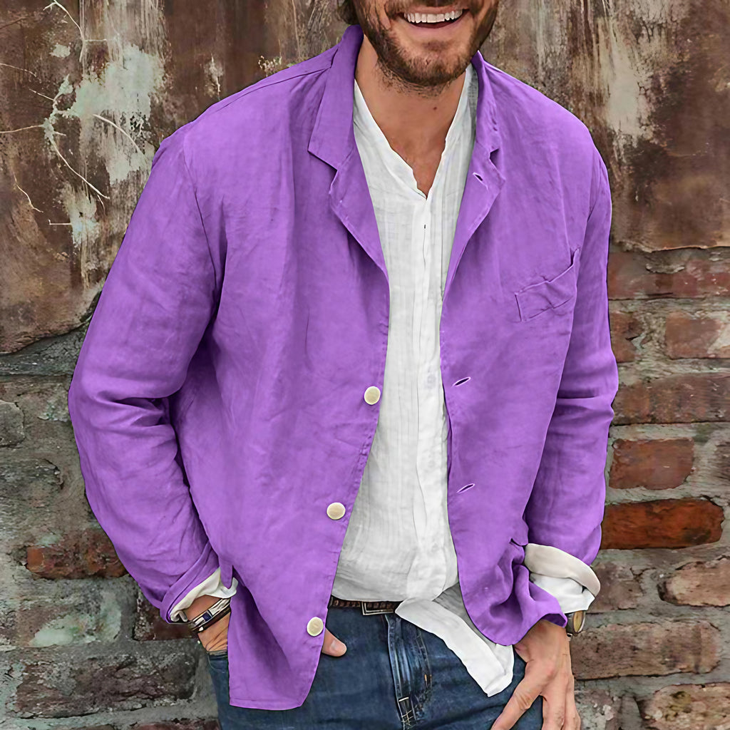 Veste homme coupe décontractée à poches, six coloris, du S au 3XL, violet