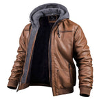 Veste d'hiver homme à capuche amovible, coupe ajustée, brun ou noir, brun