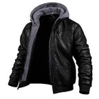 Veste d'hiver homme à capuche amovible, coupe ajustée, brun ou noir, noir