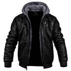 Veste d'hiver homme à capuche amovible, coupe ajustée, brun ou noir