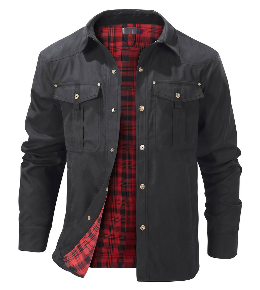 Veste en flanelle homme boutonnée, poches devant, du S au 2XL