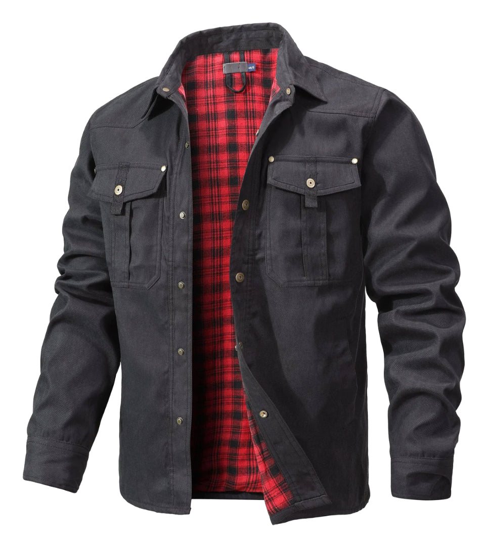 Veste en flanelle homme boutonnée, poches devant, du S au 2XL