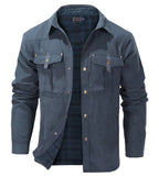 Veste en flanelle homme boutonnée, poches devant, du S au 2XL, bleu