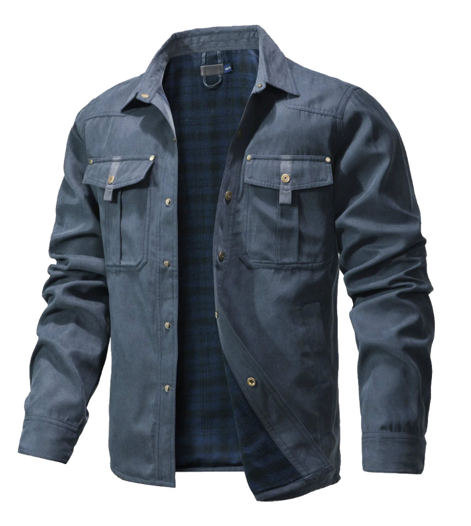 Veste en flanelle homme boutonnée, poches devant, du S au 2XL