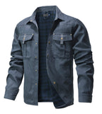 Veste en flanelle homme boutonnée, poches devant, du S au 2XL