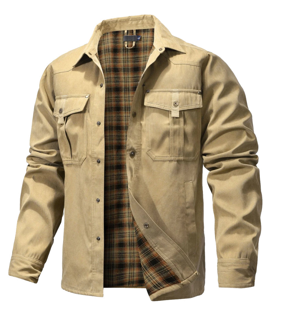 Veste en flanelle homme boutonnée, poches devant, du S au 2XL