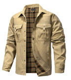 Veste en flanelle homme boutonnée, poches devant, du S au 2XL