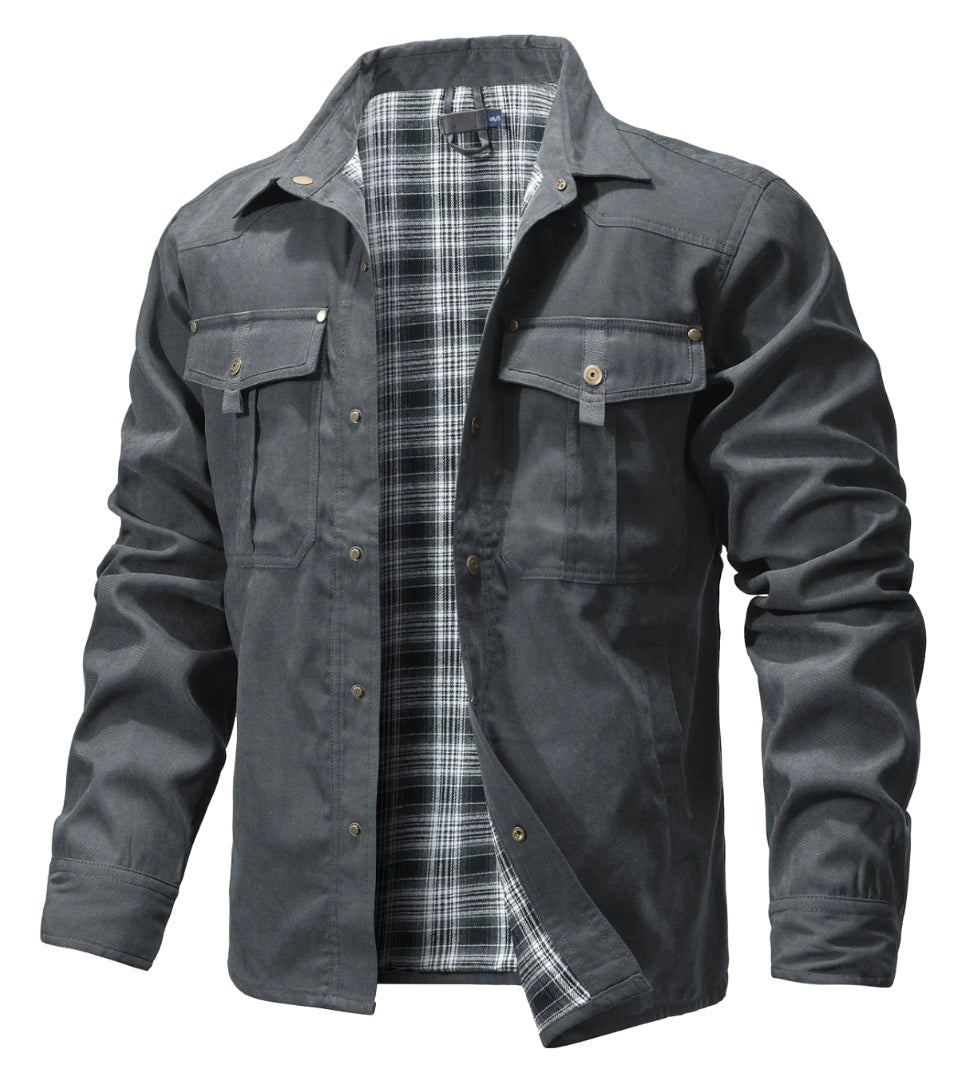 Veste en flanelle homme boutonnée, poches devant, du S au 2XL