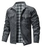 Veste en flanelle homme boutonnée, poches devant, du S au 2XL