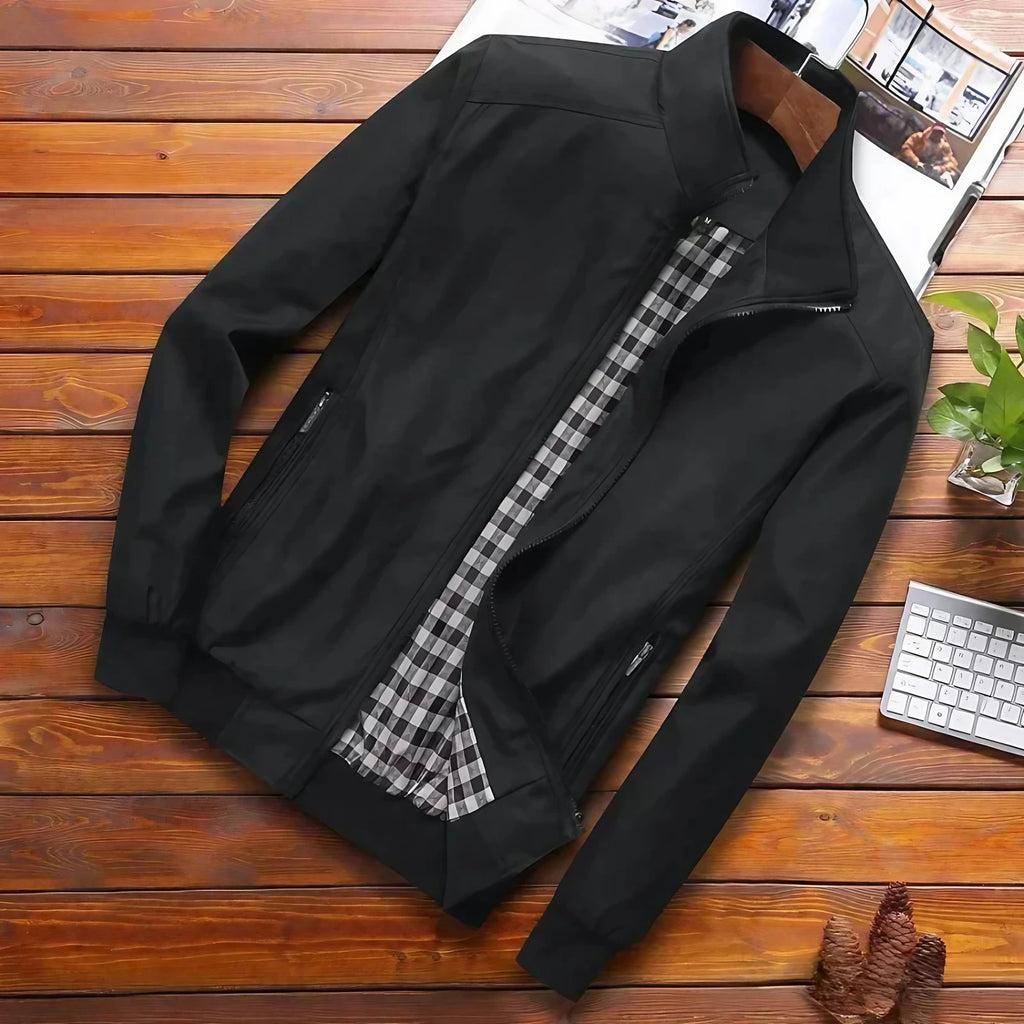 Veste coupe-vent homme à col montant, zippée, du M au 4XL, noir