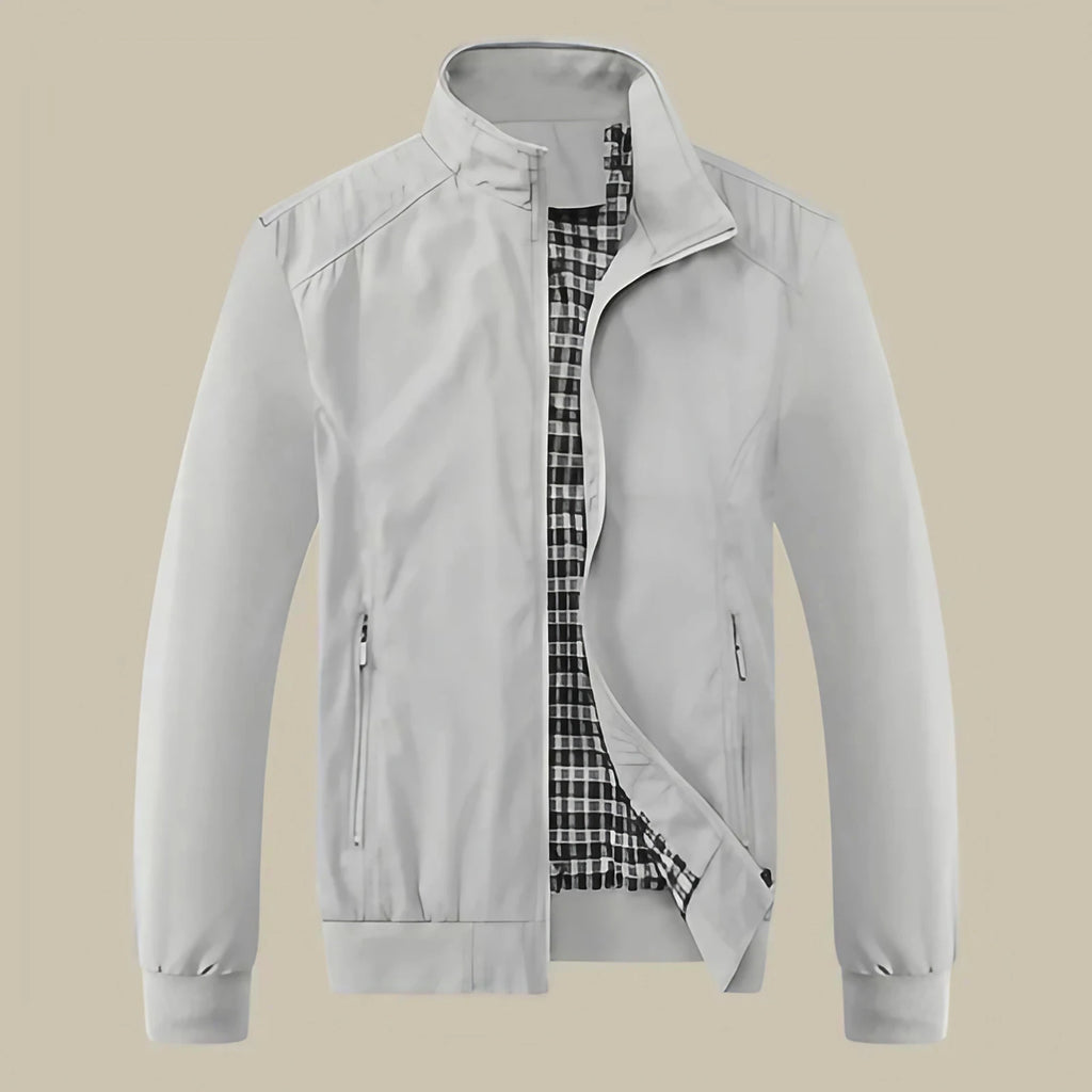 Veste coupe-vent homme à col montant, zippée, du M au 4XL, gris
