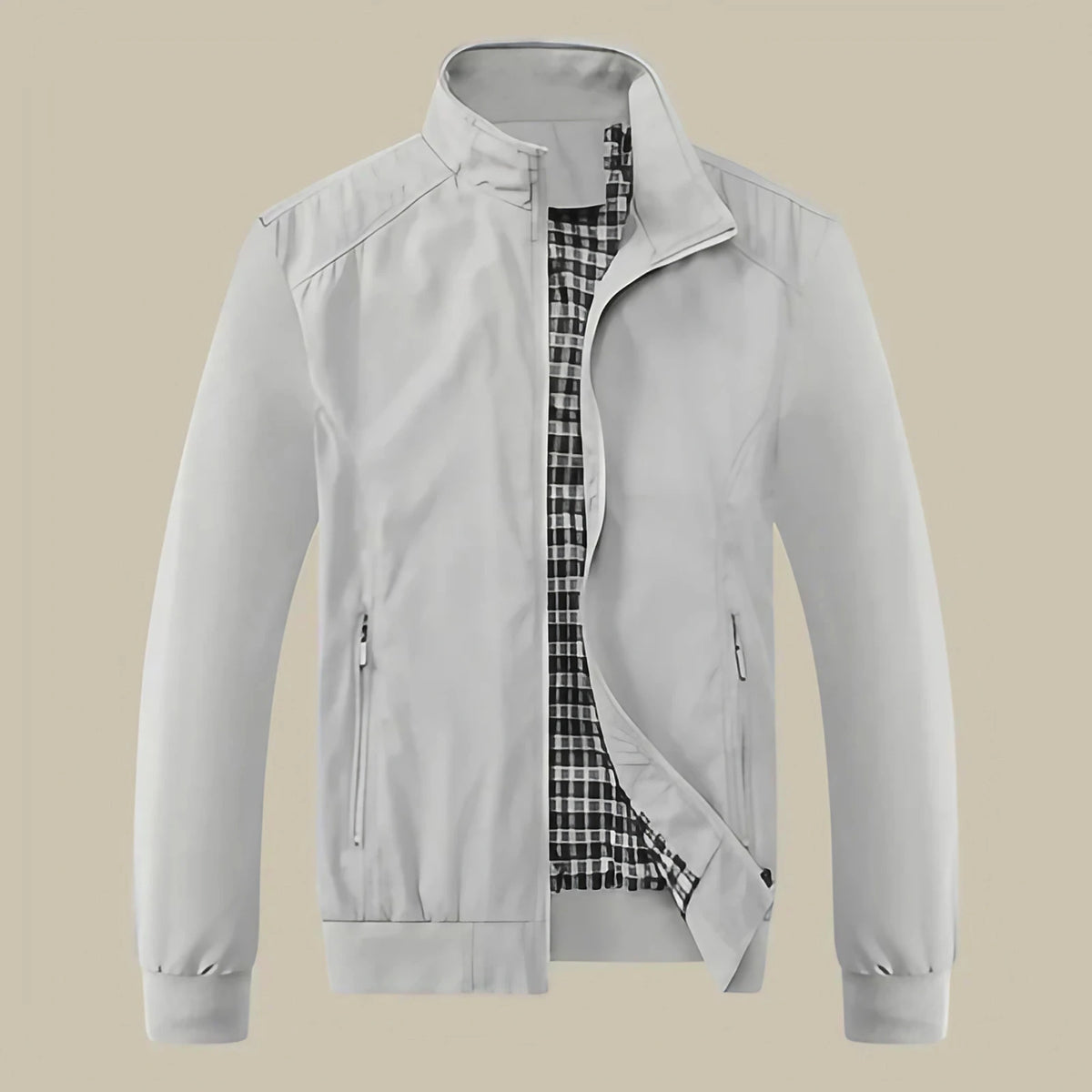 Veste coupe-vent homme à col montant, zippée, du M au 4XL, gris