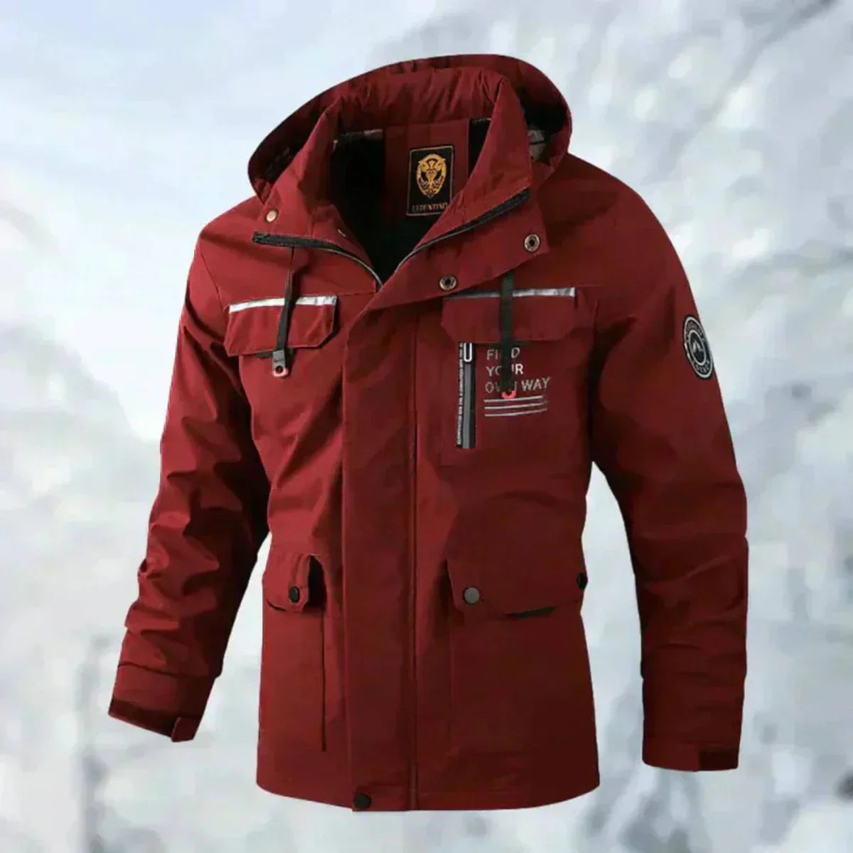 Veste homme imperméable et coupe-vent à capuche, du XS au 4XL, rouge