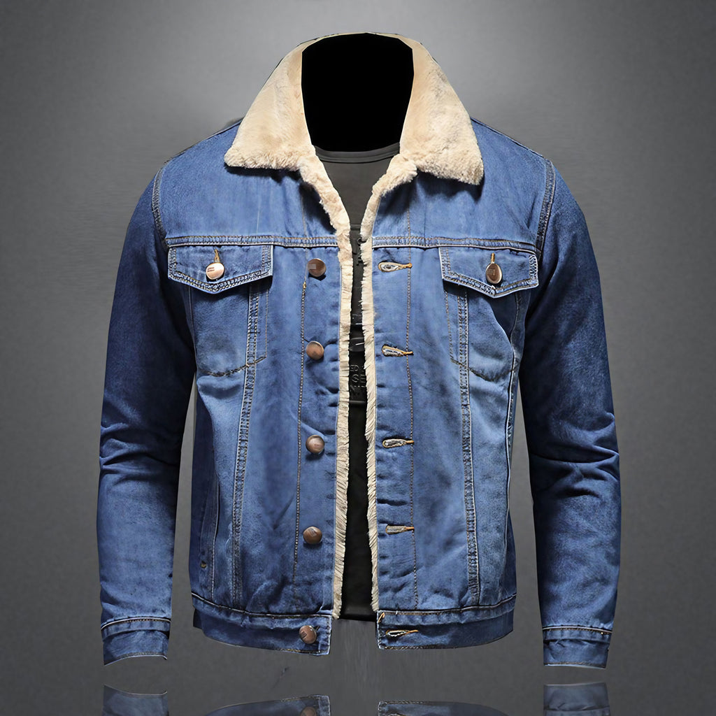 Veste homme doublée à boutons, bleu ou bleu marine, bleu 01