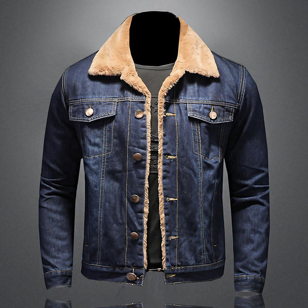 Veste homme doublée à boutons, bleu ou bleu marine, bleu marine