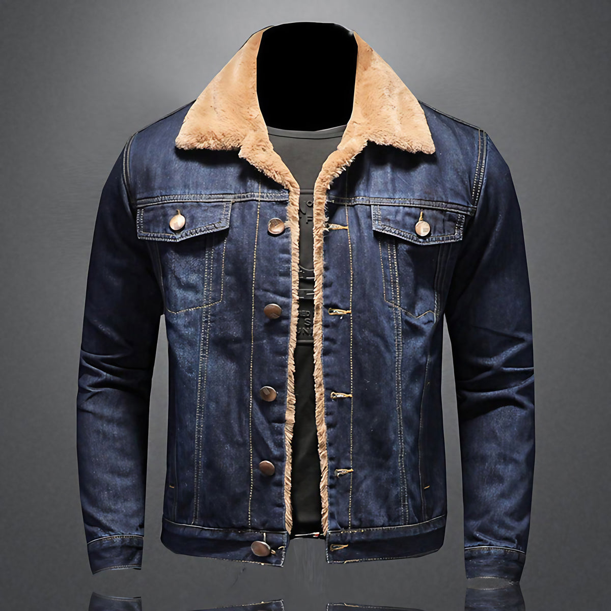 Veste homme doublée à boutons, bleu ou bleu marine, bleu marine