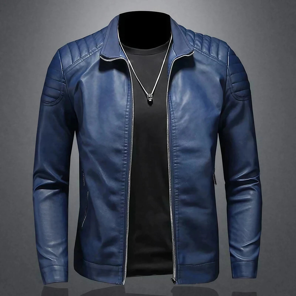 Veste homme zippée, coupe régulière, noir ou bleu, XS au 4XL, bleu