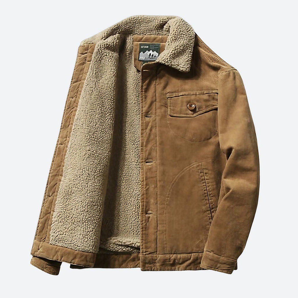Veste homme doublée, coupe ajustée, trois poches, café