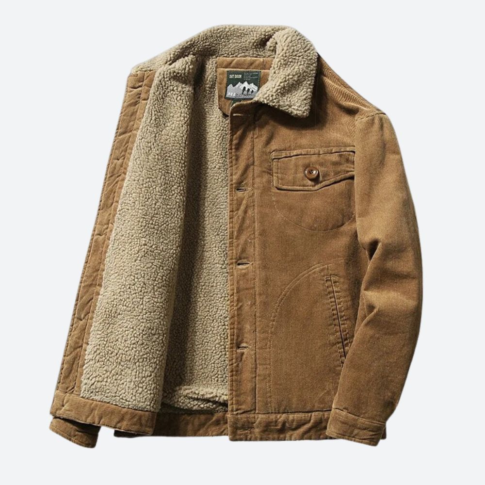 Veste homme doublée, coupe ajustée, trois poches, café