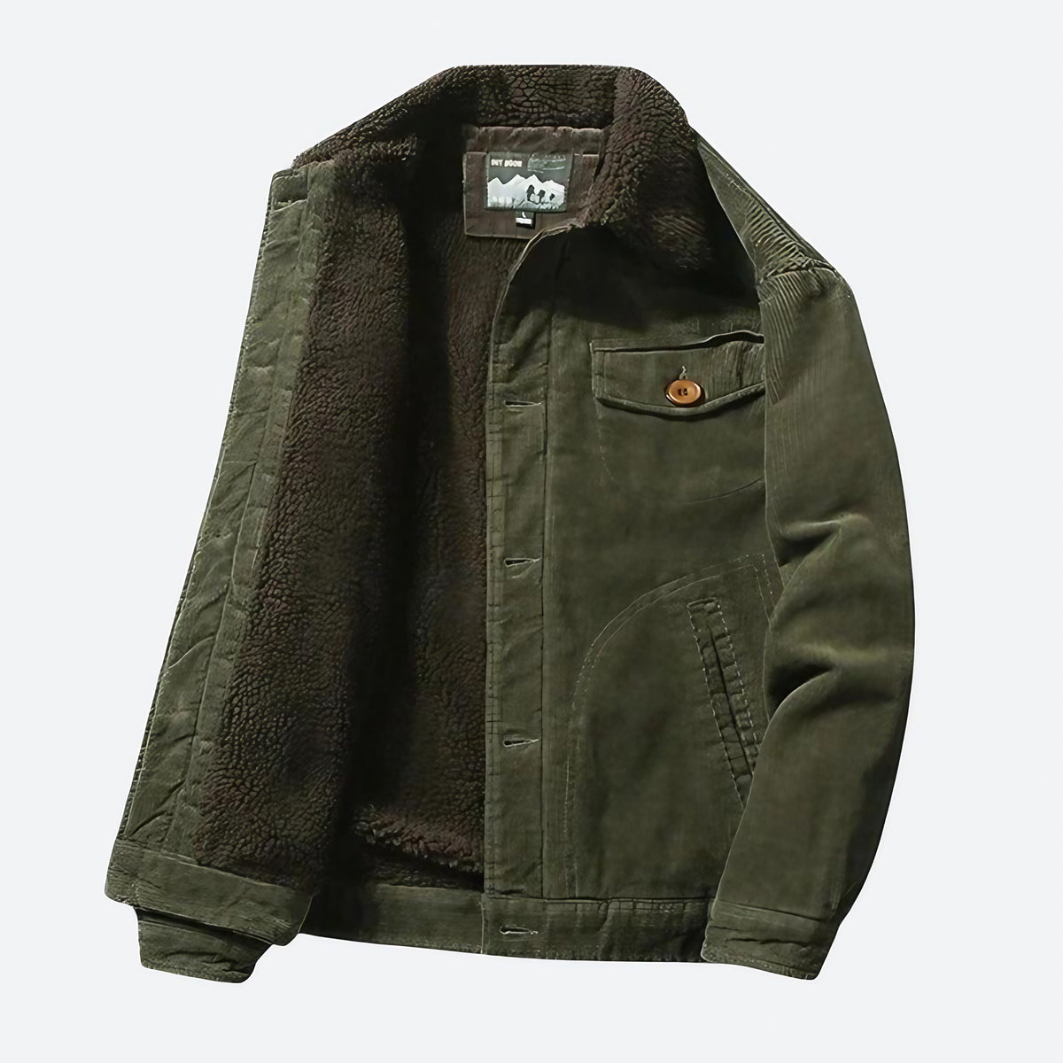 Veste homme doublée, coupe ajustée, trois poches, vert