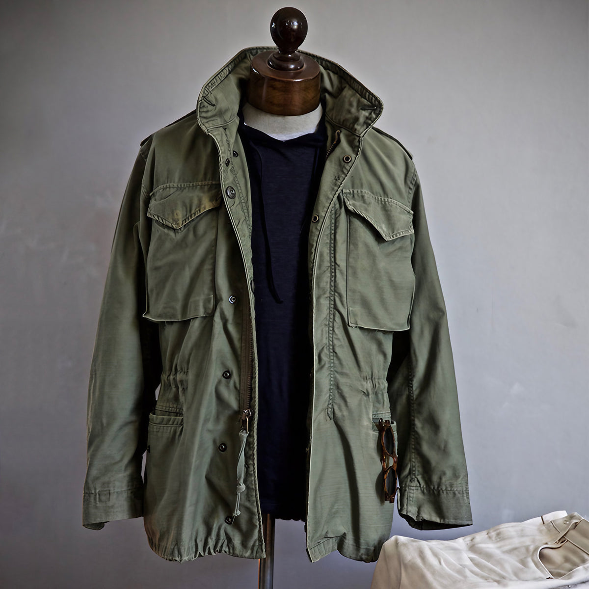 Veste homme style militaire vintage à poches, du XS au 4XL, vert