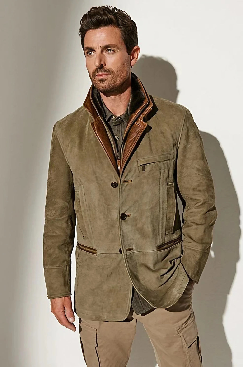 Veste homme vintage verte, coupe classique, du S au 2XL