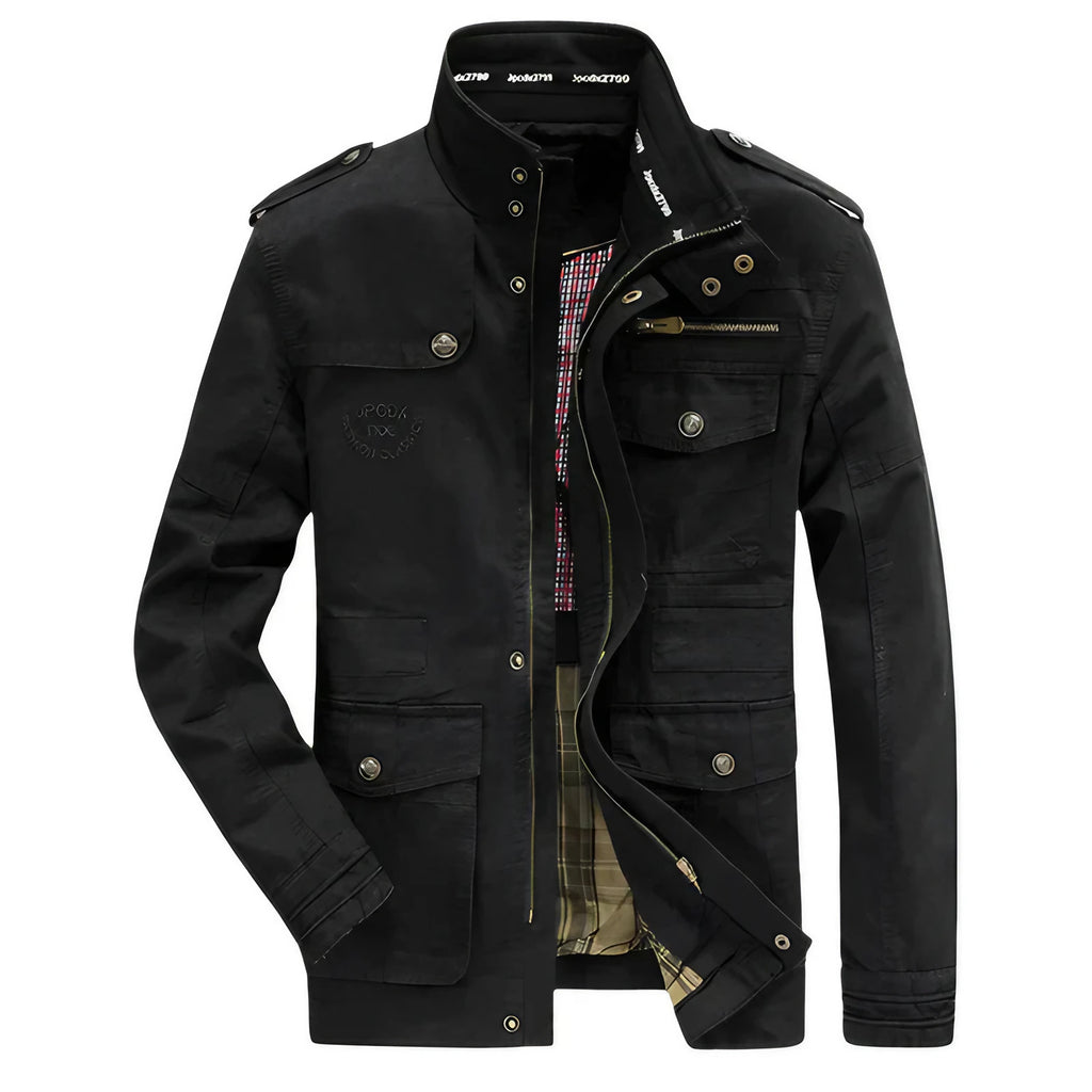 Veste zippée homme multipoches, coupe droite, du M au 7XL, noir