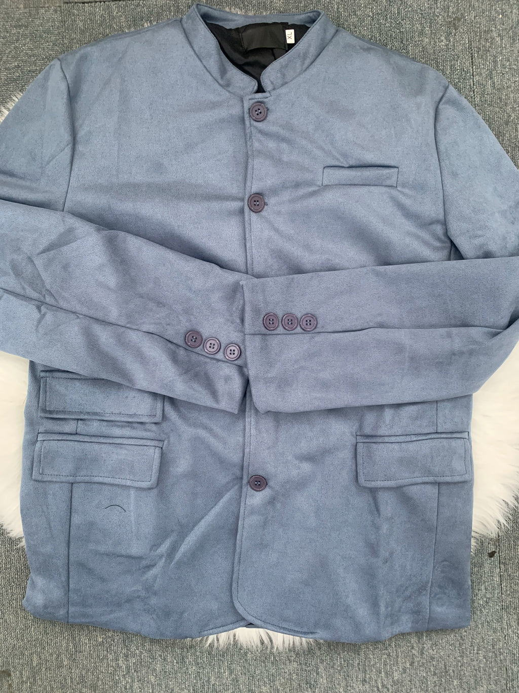 Veste homme à col officier, coupe ajustée, trois poches