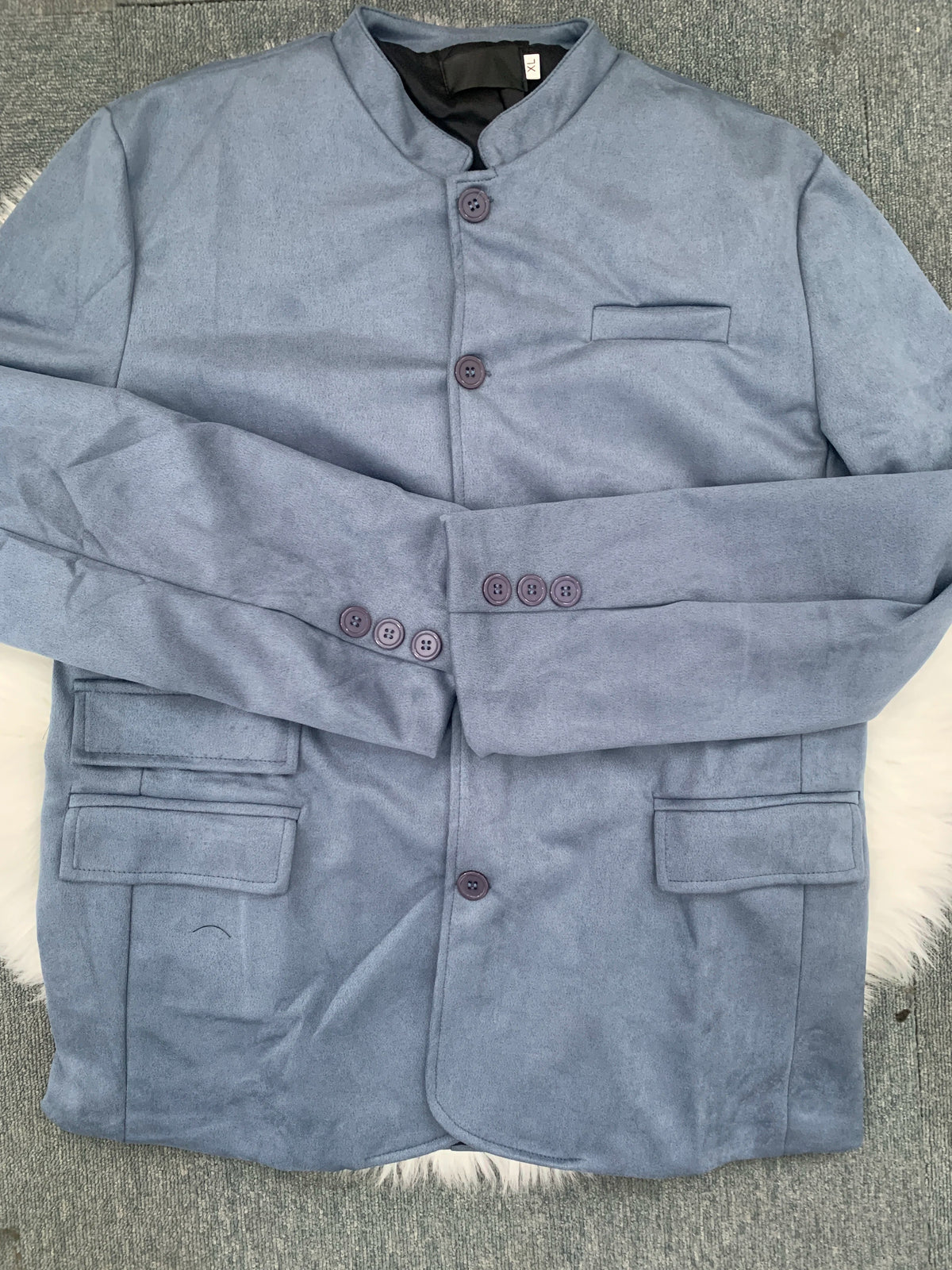 Veste homme à col officier, coupe ajustée, trois poches