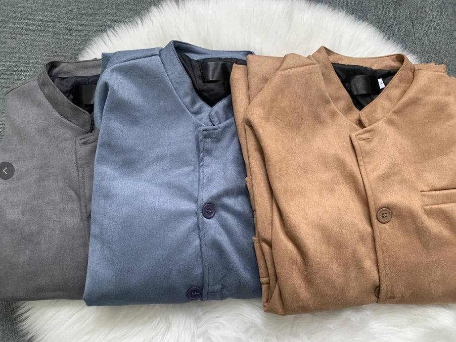Veste homme à col officier, coupe ajustée, trois poches