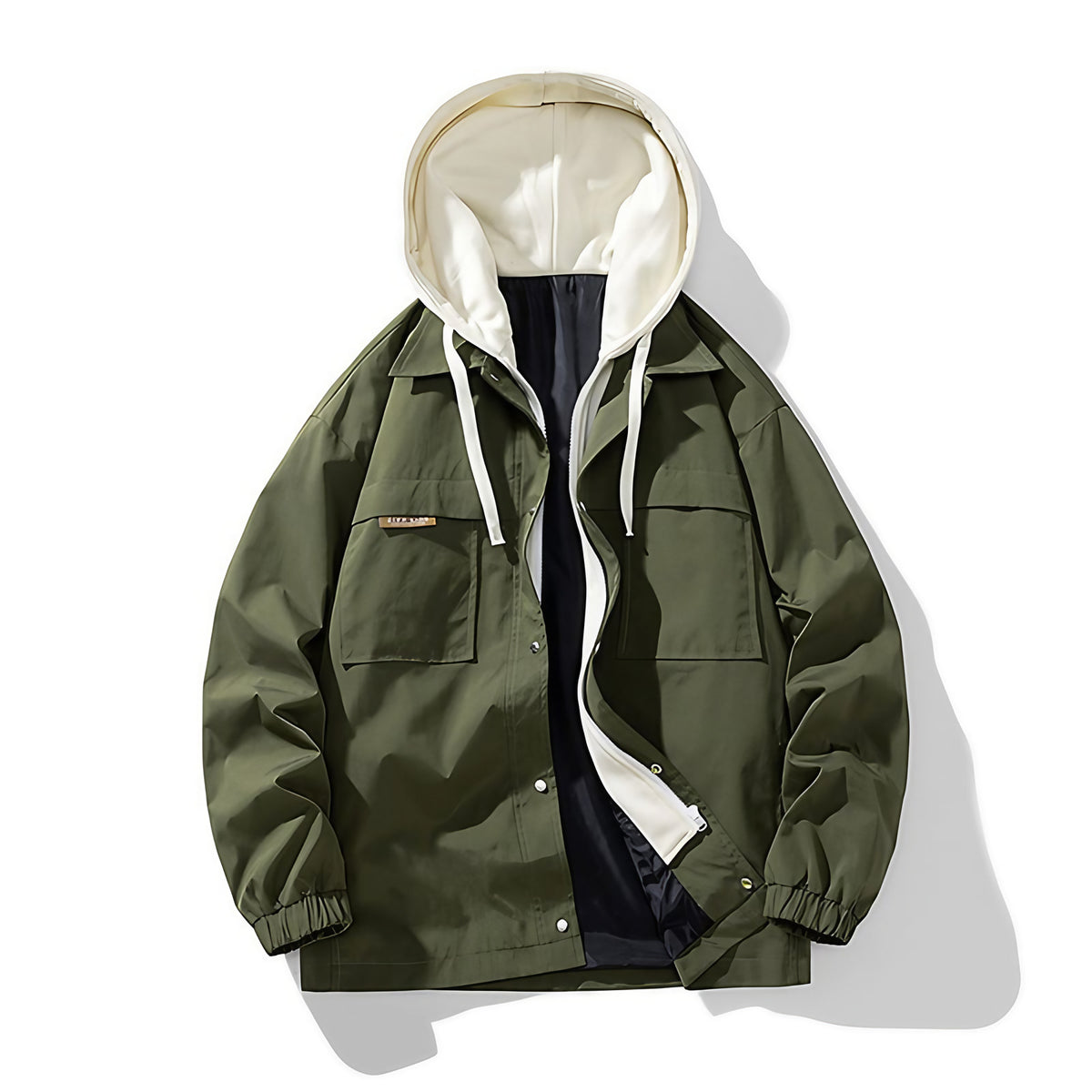 Veste homme légère à capuche, mi-saison, du M au 3XL, vert militaire