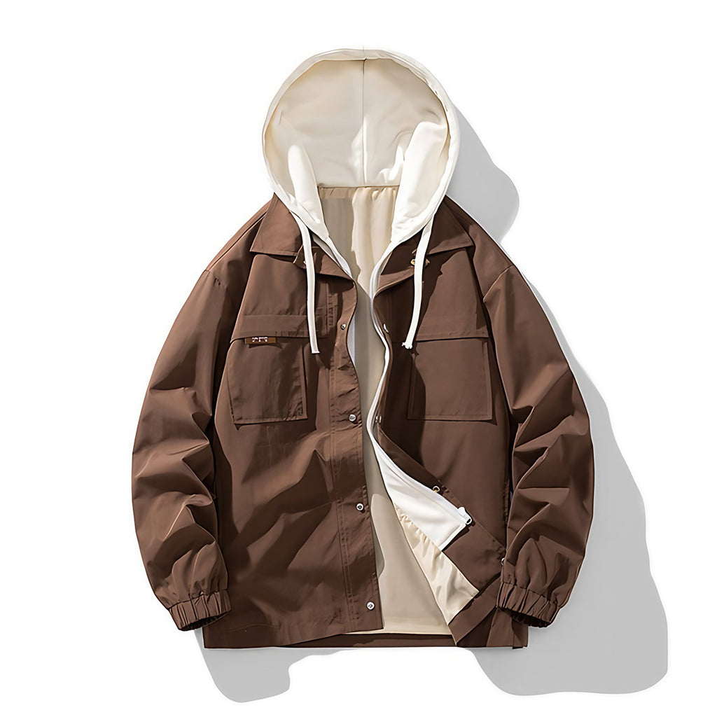 Veste homme légère à capuche, mi-saison, du M au 3XL, café