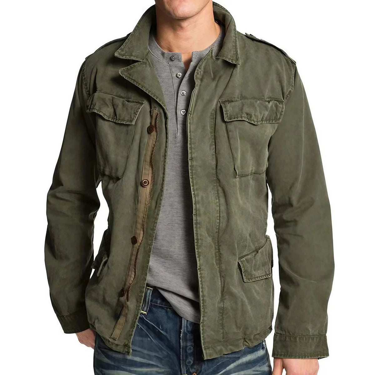Veste de travail homme style vintage, verte, du S au 3XL