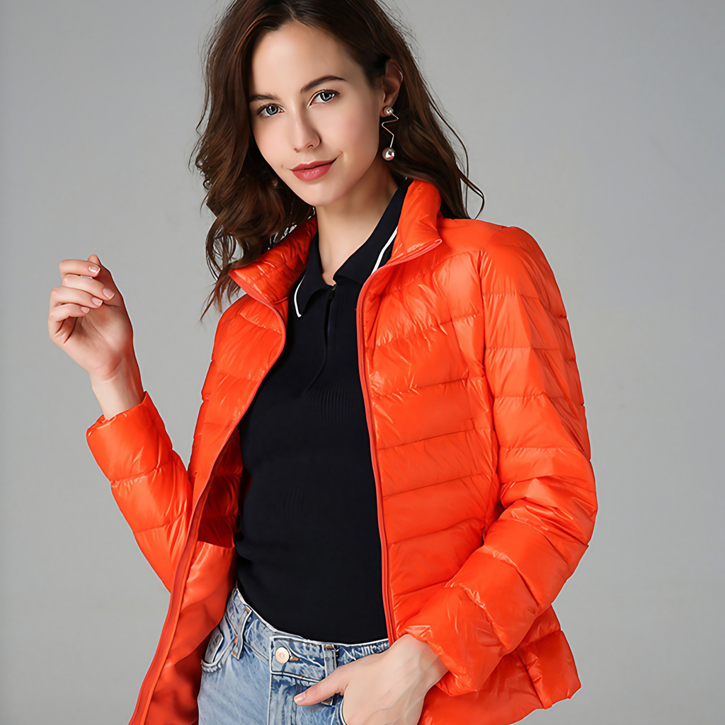 Veste imperméable femme légère et pliable, douze coloris, orange