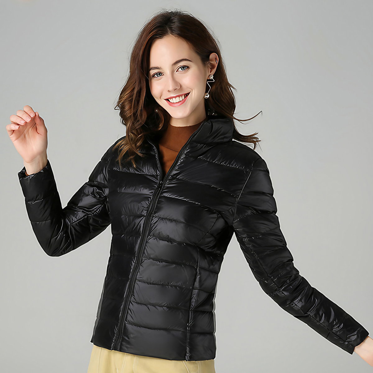 Veste imperméable femme légère et pliable, douze coloris, noir
