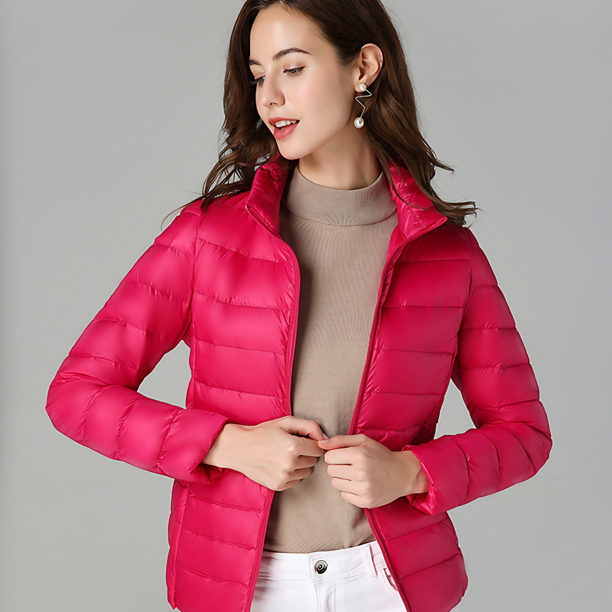 Veste imperméable femme légère et pliable, douze coloris, rose foncé