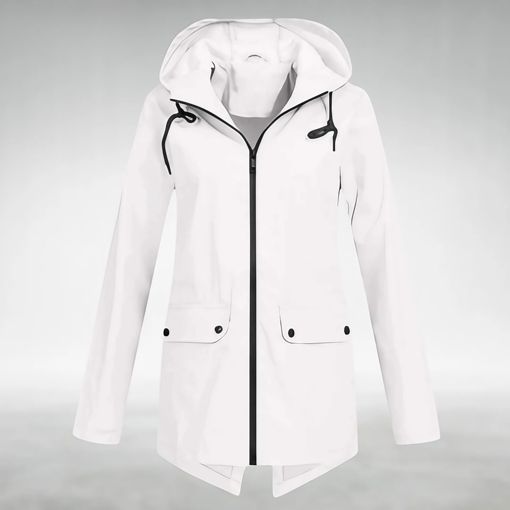 Veste imperméable femme à capuche réglable, du S au 3XL, blanc
