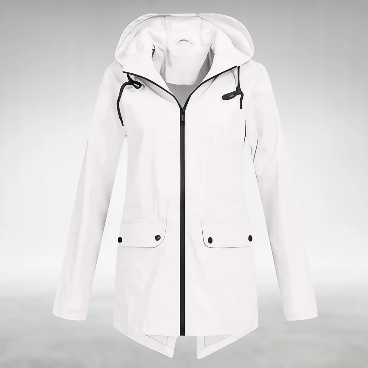 Veste imperméable femme à capuche réglable, du S au 3XL, blanc