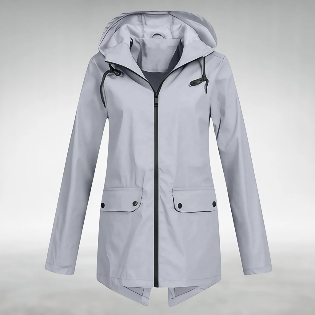 Veste imperméable femme à capuche réglable, du S au 3XL, gris