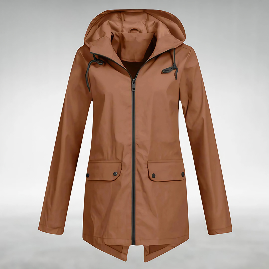 Veste imperméable femme à capuche réglable, du S au 3XL, café