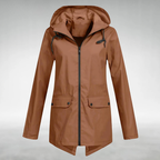 Veste imperméable femme à capuche réglable, du S au 3XL, café
